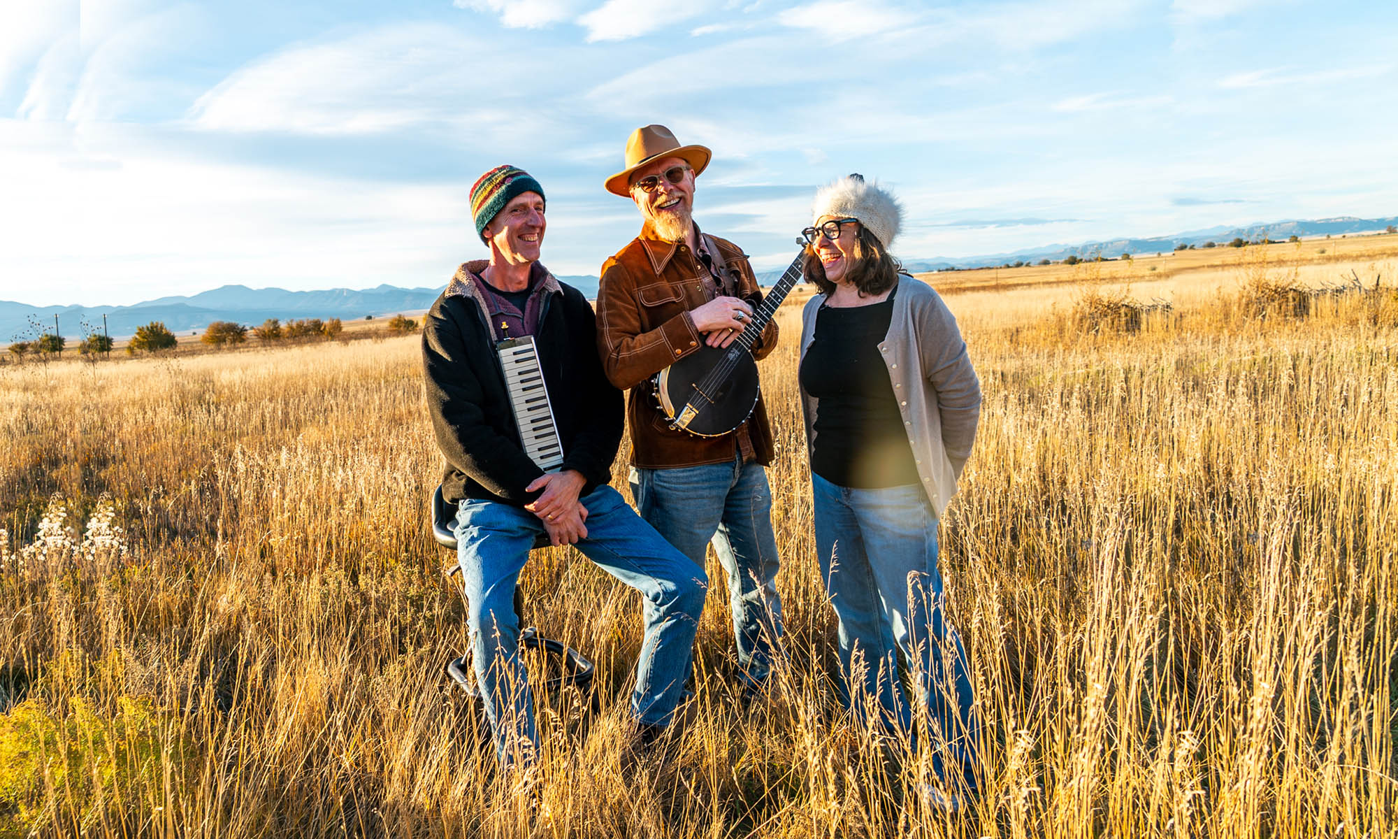 Mineral Hill band members hanging out in the field in Miami, New Mexico